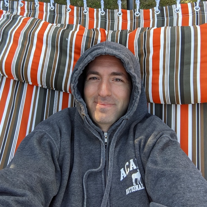 David Picariello relaxing in a hammock